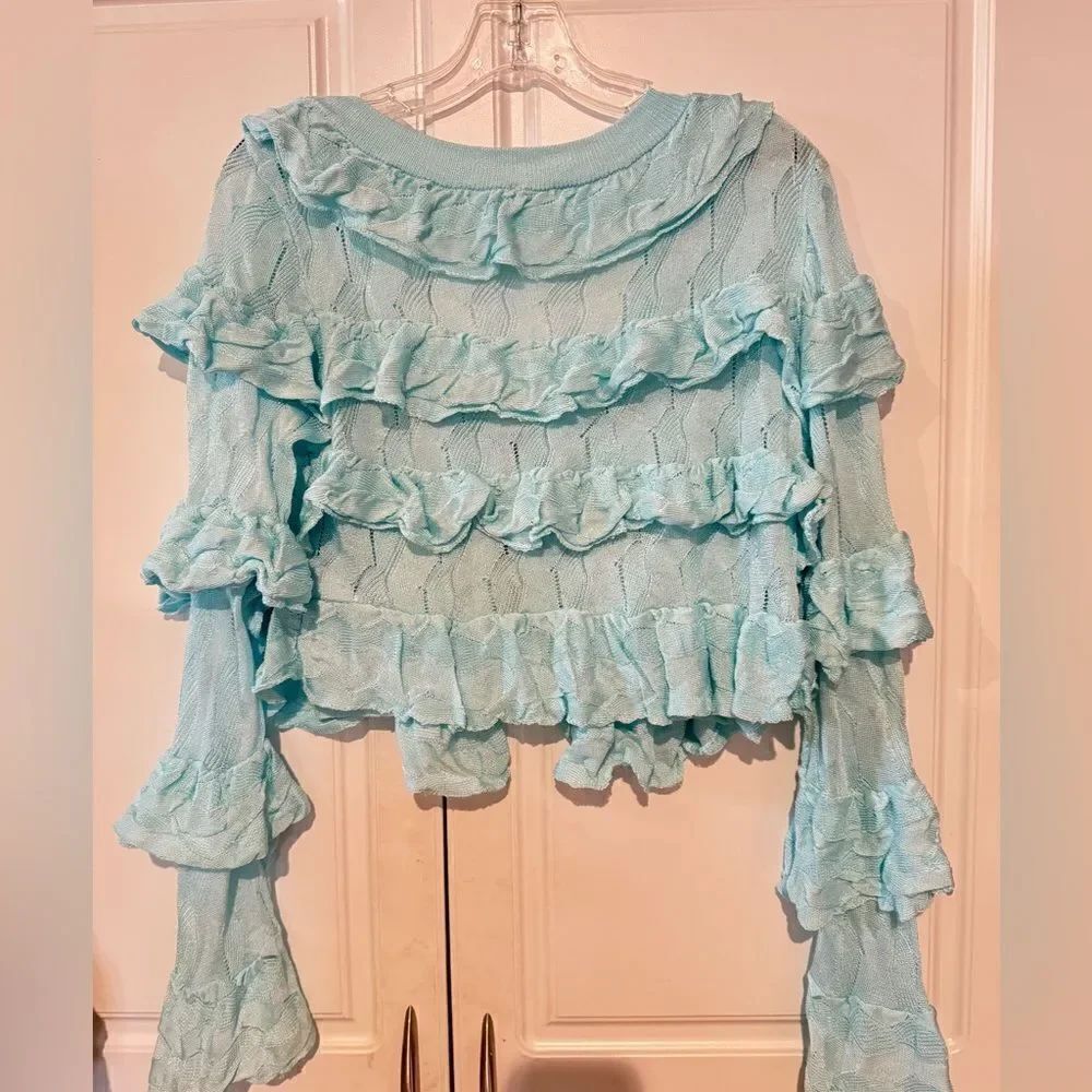 Free People Ruffle Cardi Cropped Cardigan NEW - Picture 7 of 8